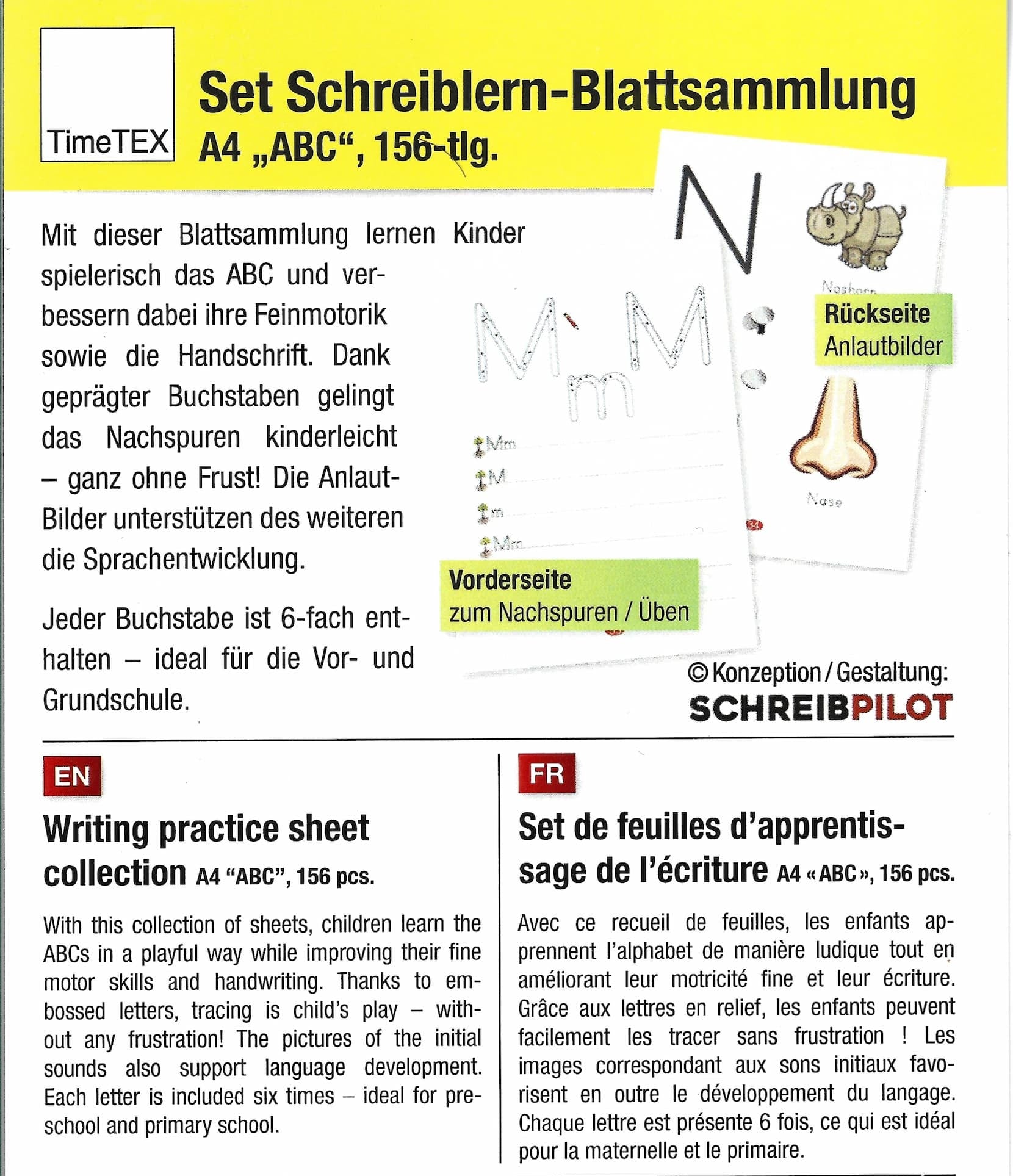 Set Schreiblern-Blattsammlung A4 ABC, 156-tlg.