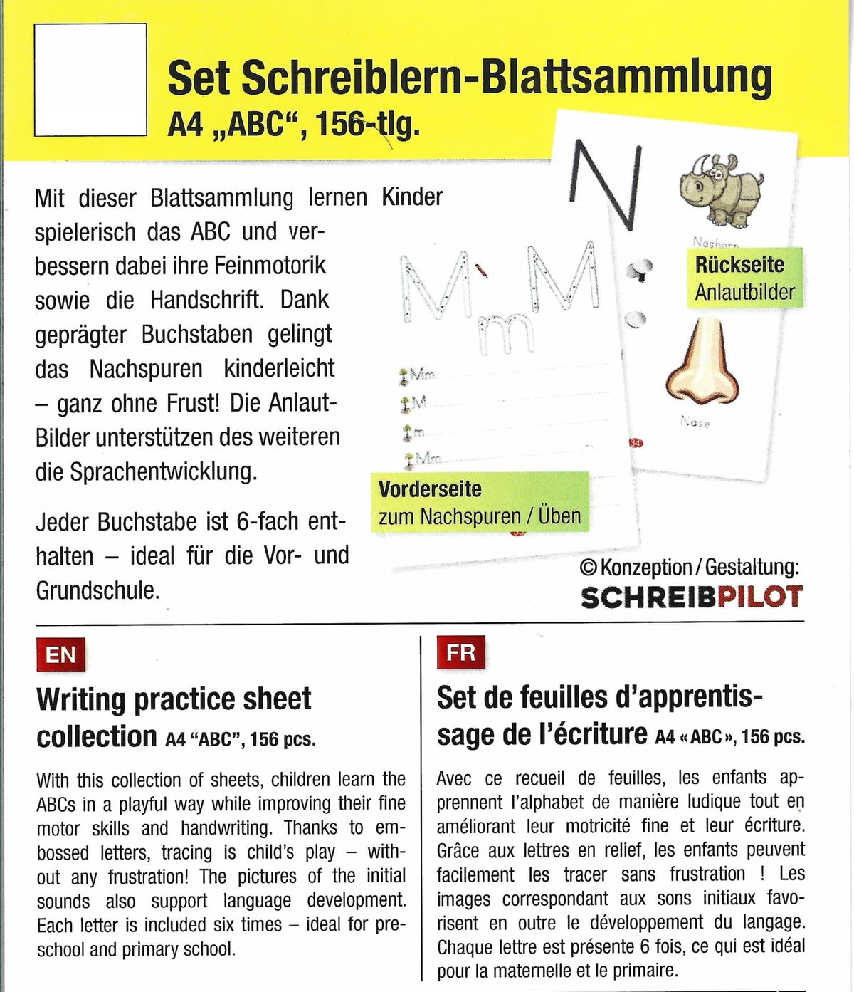 Set Schreiblern-Blattsammlung A4 ABC, 156-tlg.